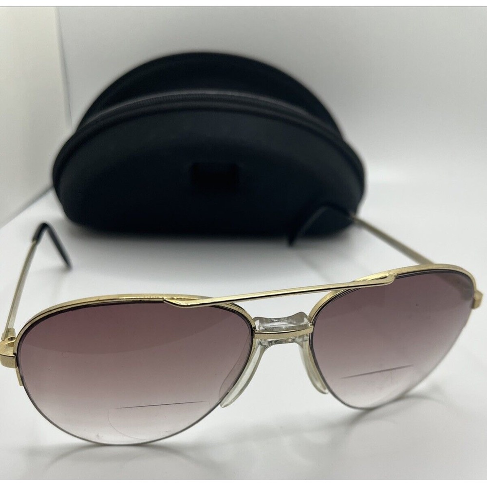 Personal‎ Optics Sunglasses Taiwan Eyeglass Frames Gold Brown Aviator with Case